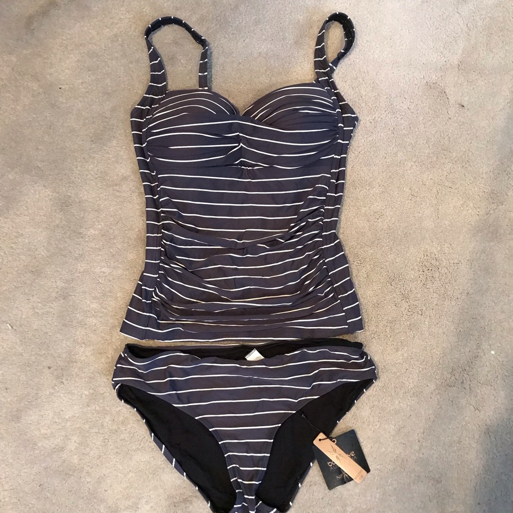 Bond-eye Australia Gray/White Stripe Tankini
